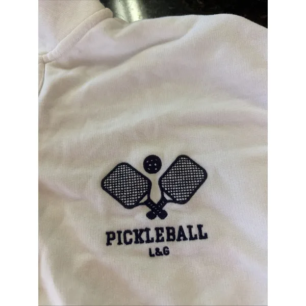 Lou And Grey White Pickleball Sweatshirt Pullover Mock Neck Cropped Sz S Henley - Image 2