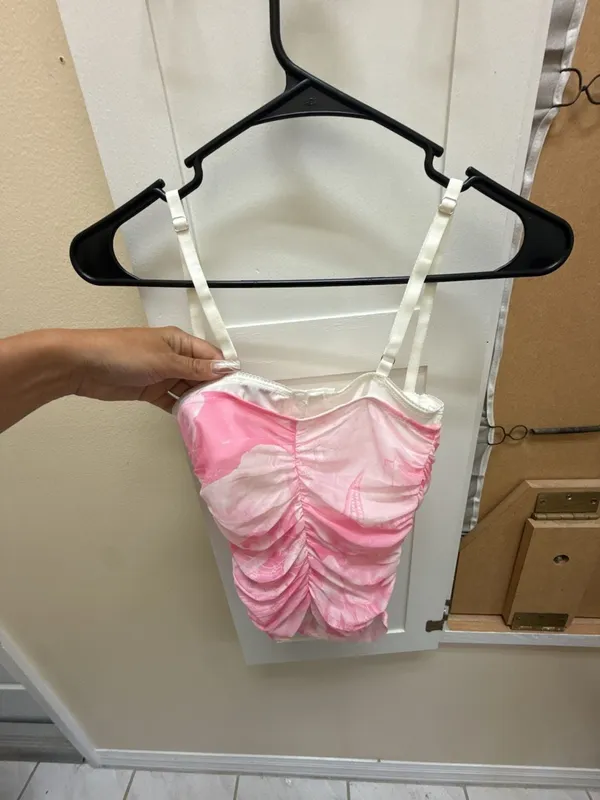 Edikted Pink Ruched Corset Top Size XS - Image 5