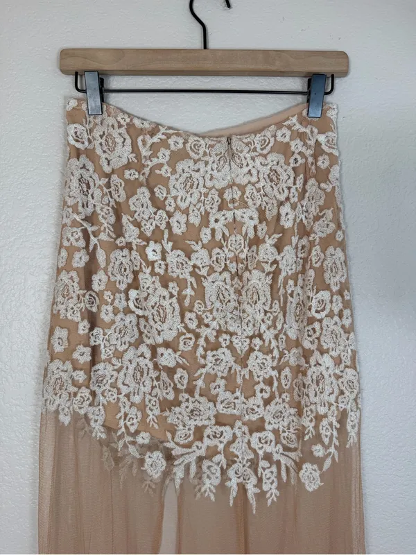 For Love and Lemons Vintage Luau Lace Mesh Nude White Maxi Skirt Medium $233 - Image 11