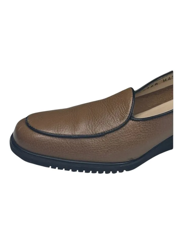 Salvatore Ferragamo ✽ Sculptural Wedge Heel Loafers ✽ Golden Brown Leather ✽ 5M - Image 11
