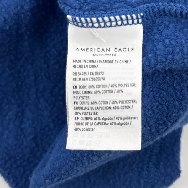 American Eagle Varsity‎ Blue Crop Hoodie Striped Sleeve Sweatshirt Medium - Image 7