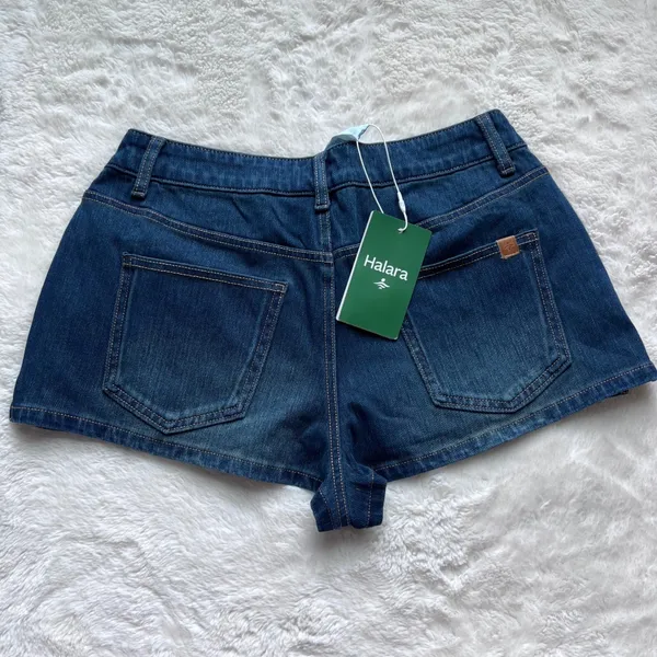 Halara Denim Shorts Dark Wash Blue High Rise Stretch XS Regular 02841421 NWT‎ - Image 4