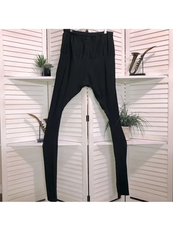 Belly dancer pants gypsy black sari high waist elastic ren fair whimsigoth sz M - Image 2
