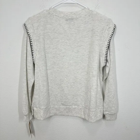 Democracy Womens Sweatshirt‎ Cream Stitch Detail Pullover Top Size S NWT Soft - Image 9