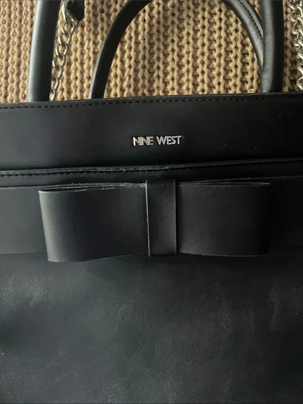 Nine West Black Satchel with Bow Detail - Image 7