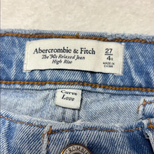 Abercrombie & Fitch High Rise The 90s Light Blue Jeans Curve love‎ Size 27 /4R - Image 5