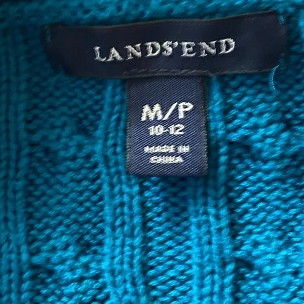 Lands’ End blue classic cable-knit pullover sweater Size Medium Petite - Image 6
