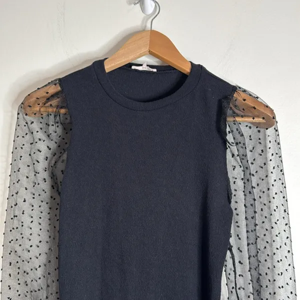 Mi Ami Francesca's Victorian Clip Dot Puff Sheer Long Sleeve Blouse size S - Image 3