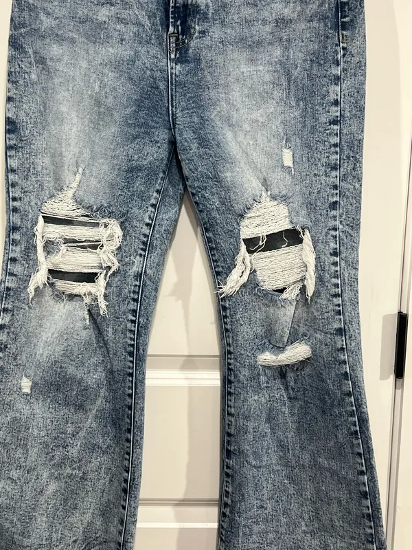 Risen hight rise Acid wash cropped flare Jeans - Image 7