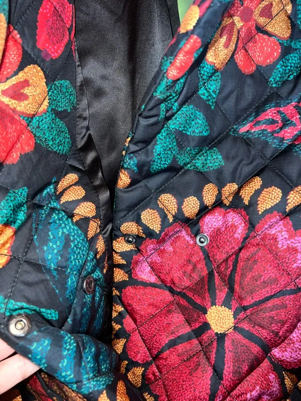 Farm Rio Black Floral Quilted Puffer Jacket XL NWT‎ Belted “Made in Brazil” - Image 10