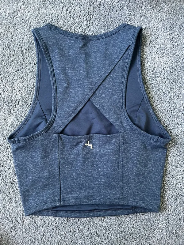 JoyLab Mini Stripe Blue Crop Tank Top - Image 2