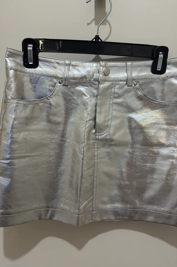 Metallic Mini Skirt Silver - Image 2