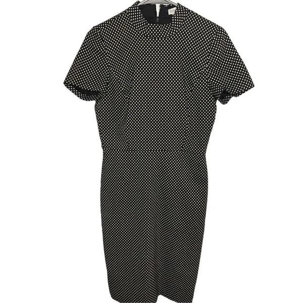 NWT JCrew Mock Neck Jacquered Sheath Dress Black/ Metallic Gold Short Sleeve Siz - Image 3