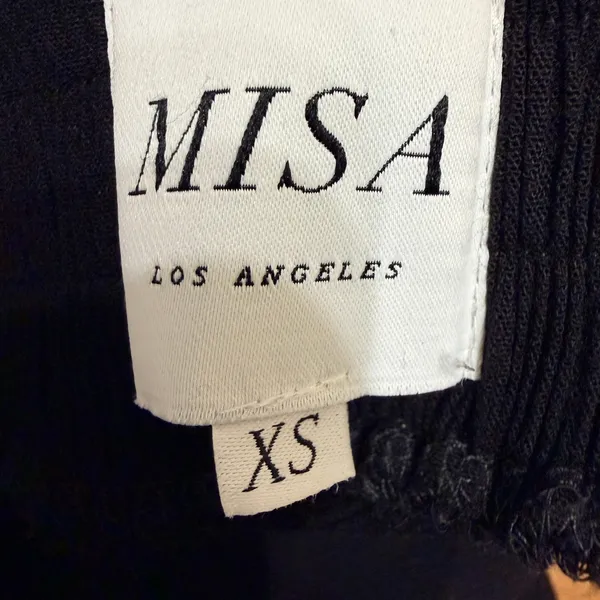 MISA Los Angeles KOVA Cropped Pants‎ XS Black Rayon Wide Leg Grommet Hem* - Image 8