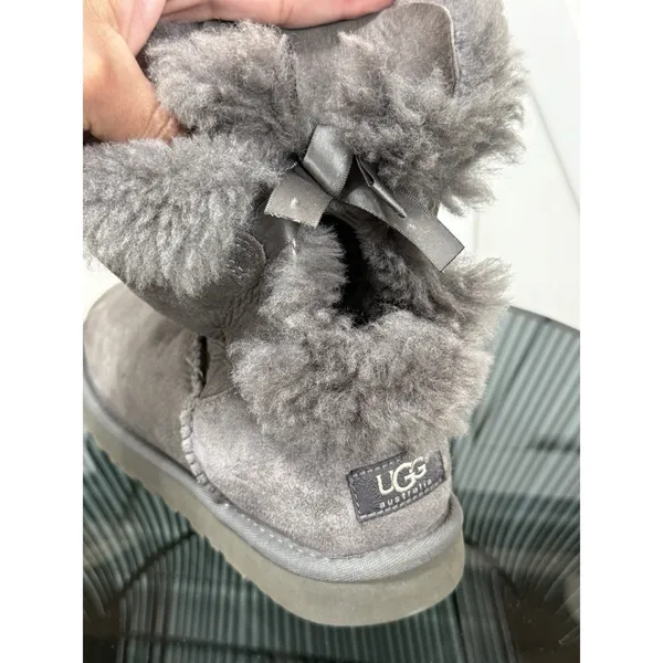 UGG Australia Mini Bailey Bow Grey Suede Ankle Boots Women’s Size 9 US 1005062 - Image 8