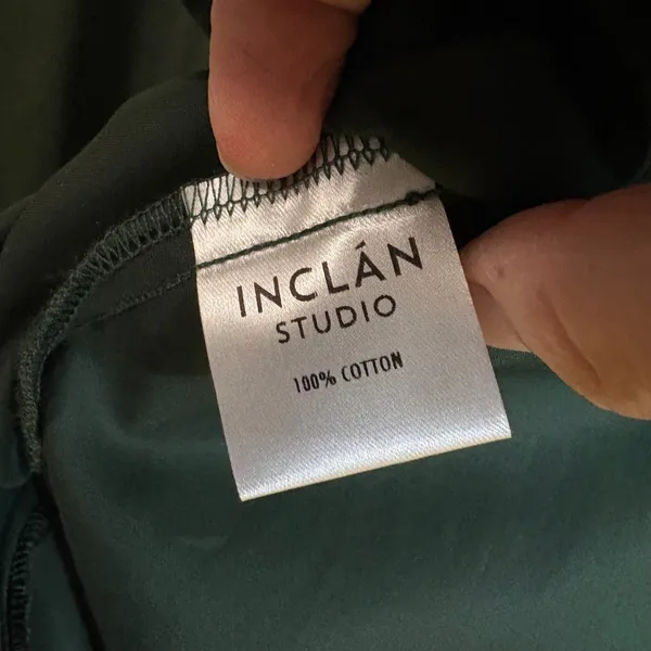 INCLAN STUDIO Magnolia‎ Top Hunter Green Long Sleeve V Neck Size L - Image 4
