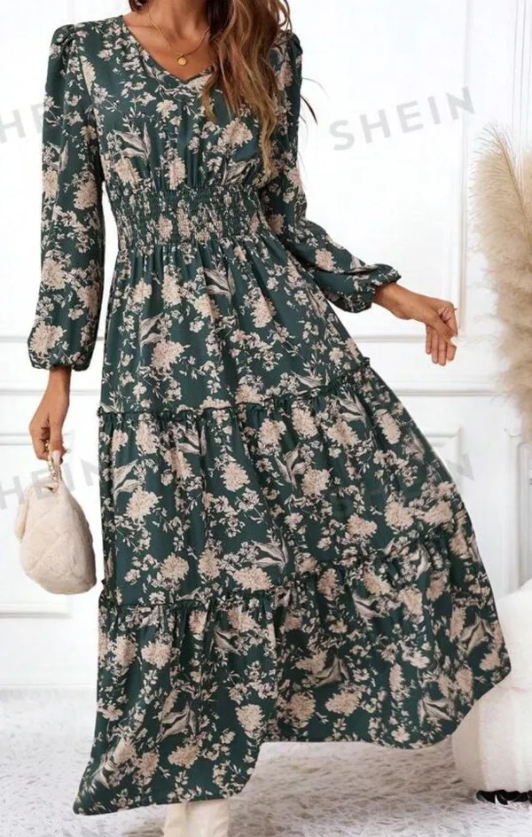 SheIn Floral Print Long Sleeve Dress - Image 4