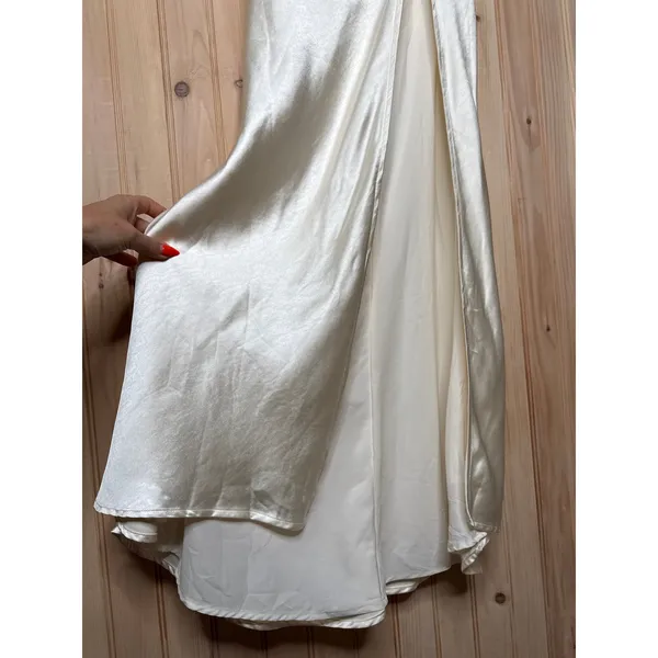 NWT Lulus Start of Forever Ivory Satin Halter Mermaid Maxi Dress Wedding Gown M - Image 5