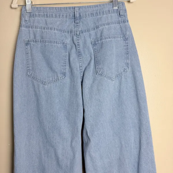 Women's Cargo Jeans Small Light Wash Blue Y2K Wide Leg Multi Pocket Utility - Image 4