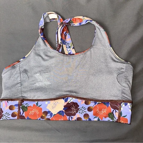 Be. Active Bra Womens Medium Lilac Floral Sport Workout Athletic Gym Casual - Image 5