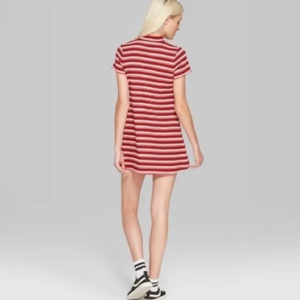 Wild fable red black white striped ruffle too sundress - Image 3