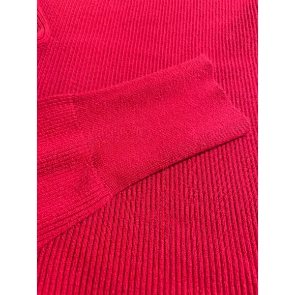 Lauren Ralph Lauren Ribbed Sweater Red Boat Neck Button Shoulder Women's Large - Image 10