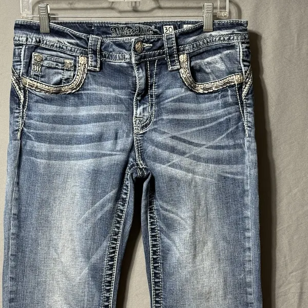 Miss Me Chloe Boot Jeans Women 30 Mid‎ Rise Embellished 30x30 Distressed Bling - Image 12