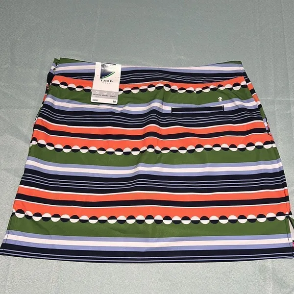 Izod Fun Striped/Circle Print Stretch Golf Tennis‎ Skirt Skort Size 10 C33 - Image 9