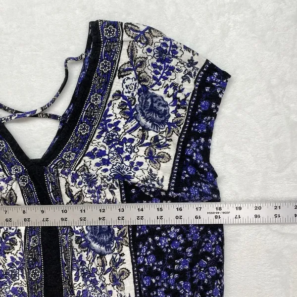 Lucky Brand top Womens S Short Sleeve Peasant Blue Print floral - flaw‎ - Image 2