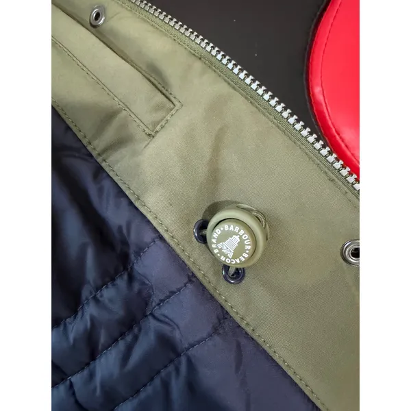 Barbour Elper Waterproof Parka Jacket Olive Green Faux Fur Hood US 4 - Image 7