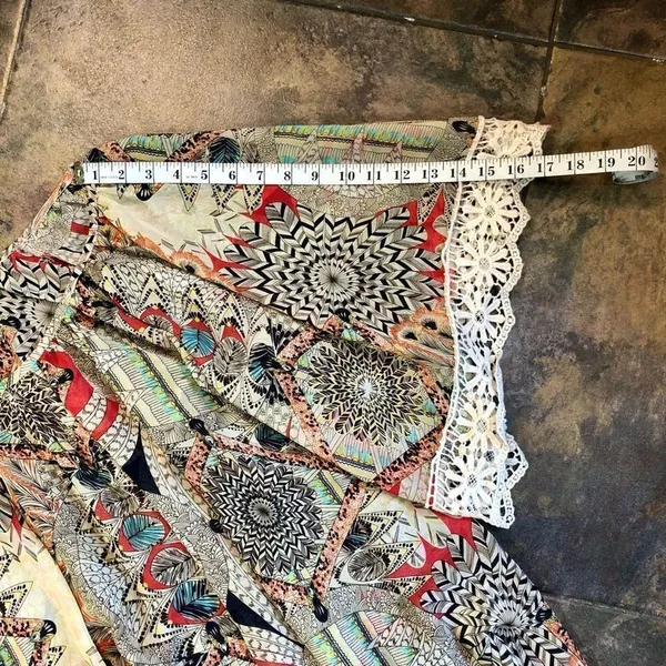 By Together Sheer Pull On Multicolor Blouse Lace Sleeve Trim Size Large - Image 2