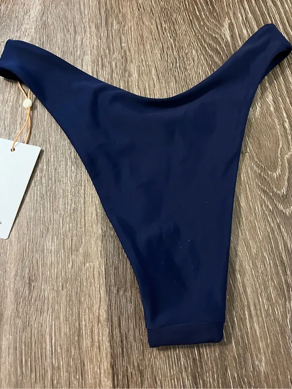 Quince Italian High-Leg Bikini Bottom Deep Navy Size S NWT! - Image 4