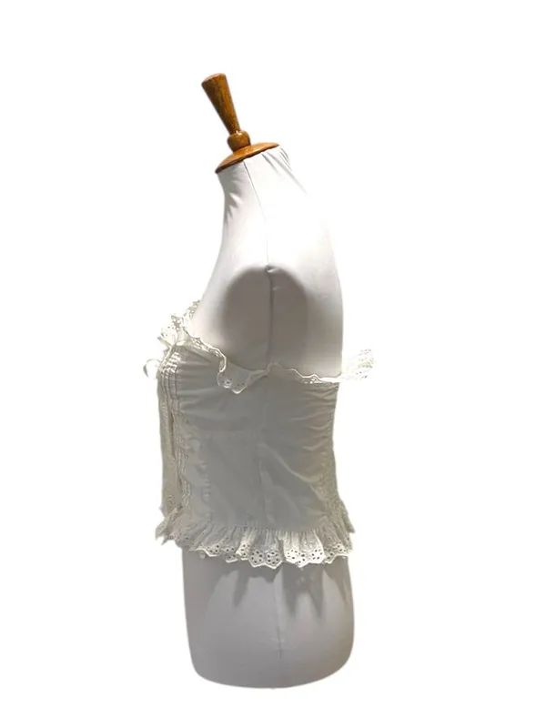 Reclaimed Vintage Strapless Cottagecore Top White Size 6 Fairy Romantic Milkmaid - Image 10