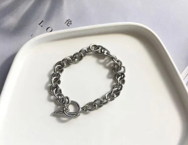 Titanium Steel Link Chain Bracelet for Men Women, Punk Hip Hop Bracelet - Image 3