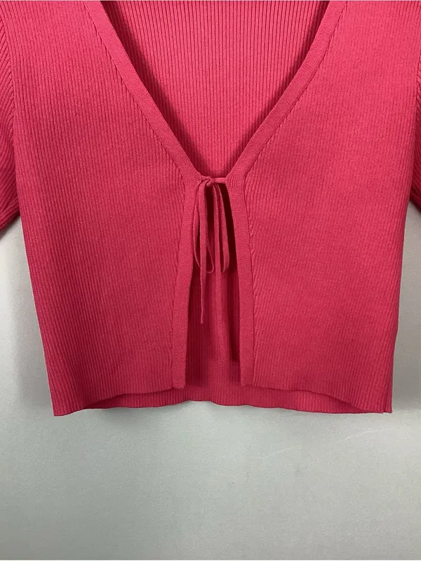 Oak + Fort Open Front Cardigan Pink Size Small - Image 2