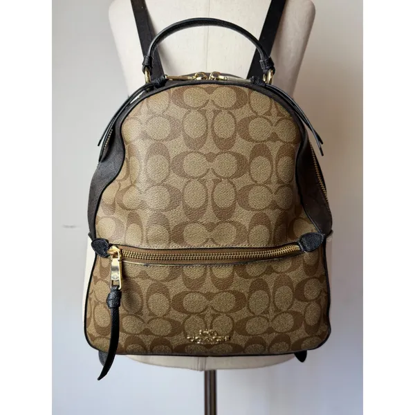 Coach Jordyn Backpack Women Medium Brown Beige Signature Coated Canvas Logo - Image 7