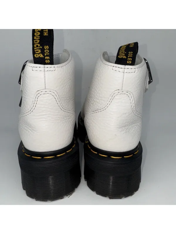Dr. Martens Women's Devon Hearts White Leather PLATFORM Boots US 5 Buckle SlipOn - Image 4