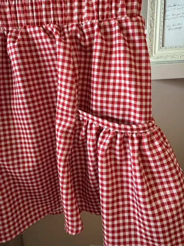 Amazon Flowy Gingham Red and White Shorts - Image 3