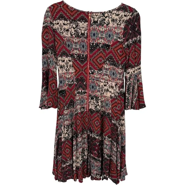 Anthropologie‎ Holding Horses Boho Print Bell Sleeve Mini Dress Size XS Western - Image 4