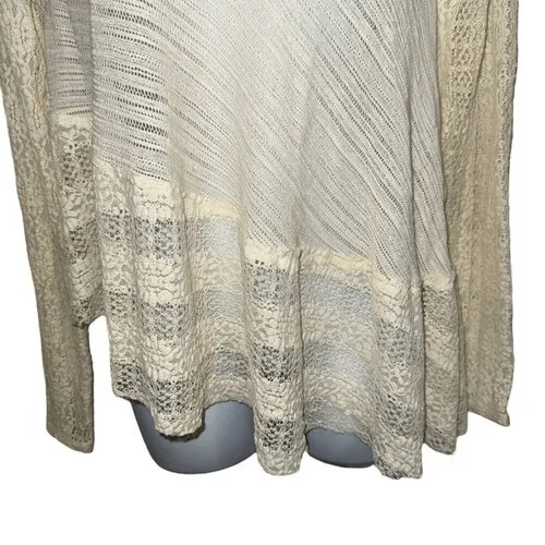 FREE PEOPLE‎ Gorgeous Ivory Crochet Lace Asymmetrical Top EUC Size XS - Image 5