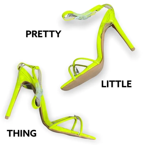 PrettyLittleThing Strappy Heels Neon Size 8 - Image 2