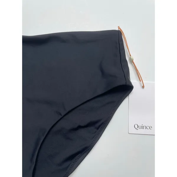 Quince Italian High-Rise Bikini Bottom Swim Black Size Medium NEW - Image 2