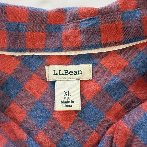 LL Bean Womens Red‎ Blue Plaid Flannel Button Front Shirt Size XL - Image 9