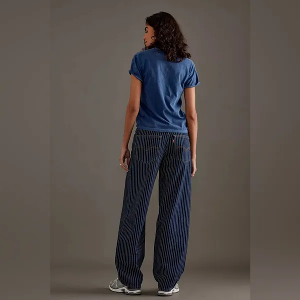 Anthropologie Levi’s Women’s Baggy‎ Pinstriped Dad Jeans Size 30x30 - Image 3
