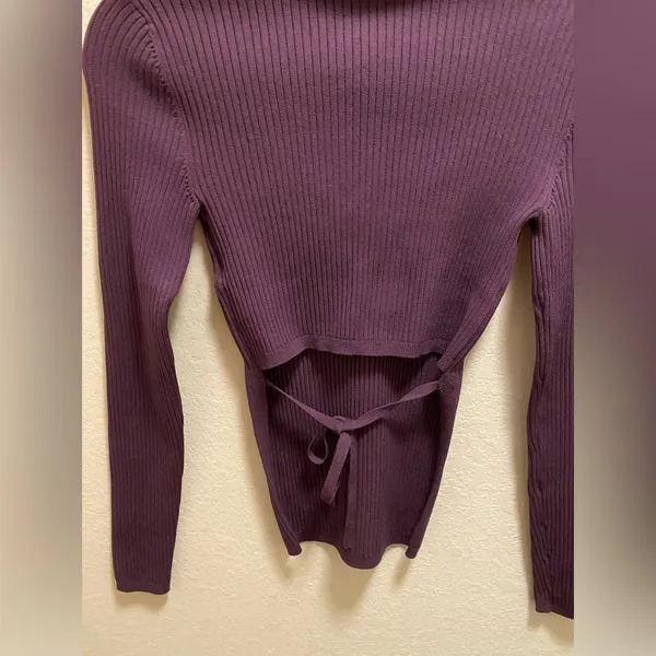 Aritzia Babaton Sculpt Knit Tie-Back Sweater In Dewberry Purple Size XS NEW - Image 7