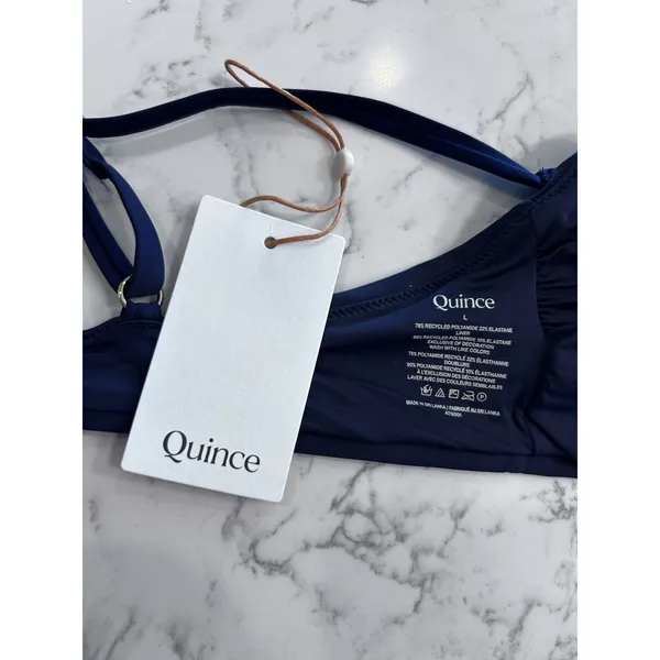 NWT Quince Deep Navy Italian V-Neck Bikini Top Size Large - Image 5