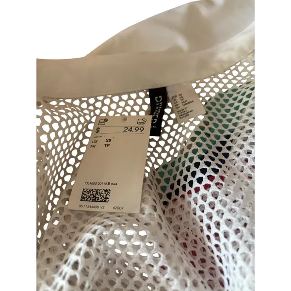 Divided by H&M White Open-Knit Mesh button up Size S NWT - Image 3
