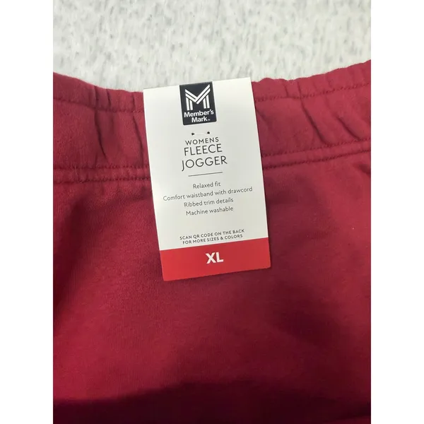 Member's Mark Womens Fleece Jogger Pants Burgundy Red‎ Relaxed Fit XL NWT - Image 5