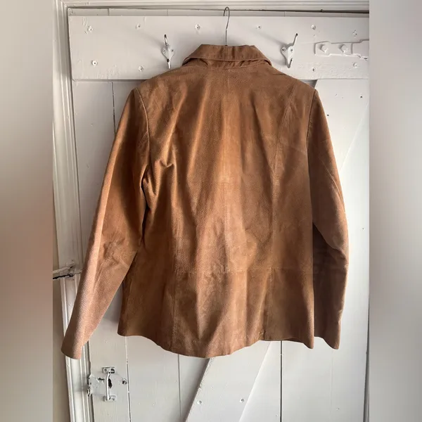 Chadwick’s Tan Suede Leather Blazer Jacket Women’s Size 12 - Image 2