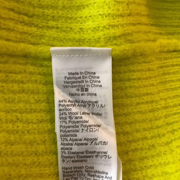 J Crew Half-Zip Stretch Sweater Wool Blend Ribbed Oversized Bright Yellow S - Image 4